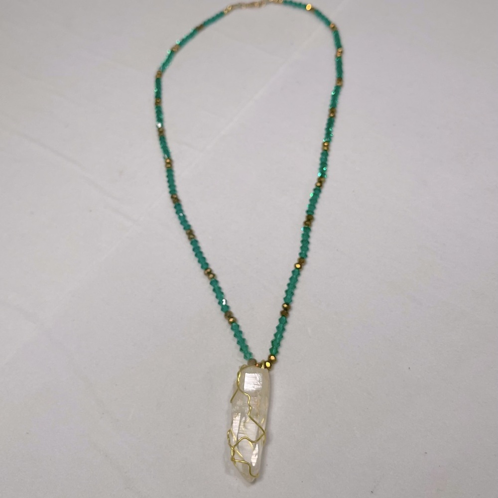 Arkansas Mined Natural Crystal Beaded Necklace- Handmade